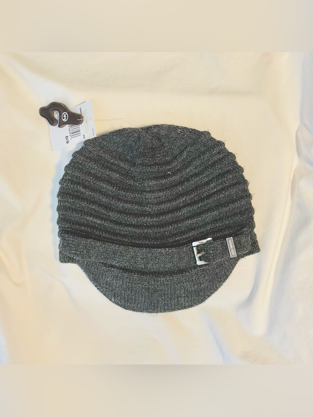 Michael Kors Knitted Beanie/Cap/Hat w/Visor -Grey Acrylic- Women’s Size One Size
